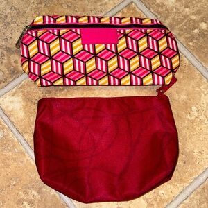 NWOT Clinique Makeup Cosmetic Skincare Travel Zippered Bag Pouch Case SET OF 2